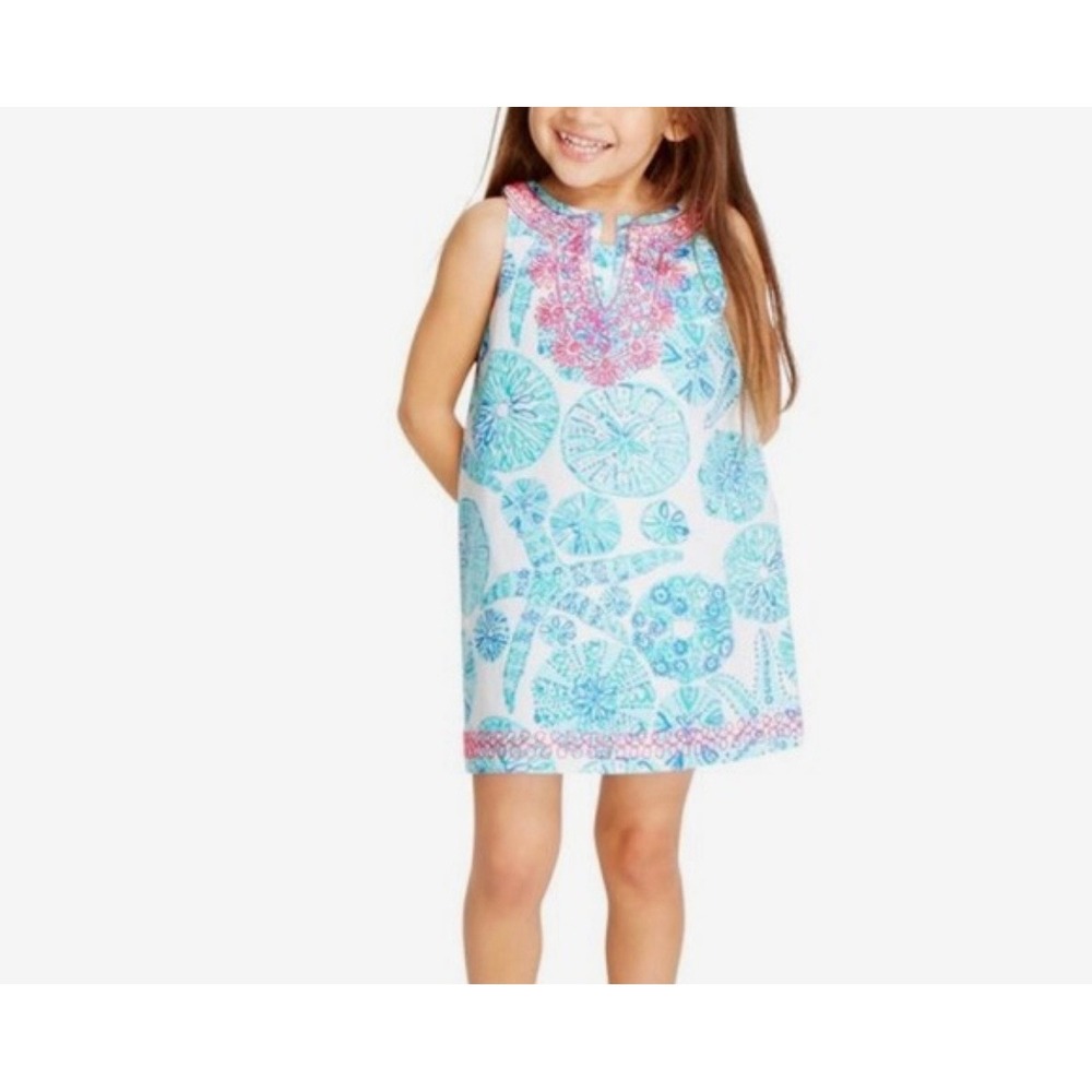 Lilly Pulitzer Kids Girls Dress sz 10-2 L Sea Urchin Coastal Embroidery Summer